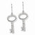 Sterling Silver CZ Key Dangle Wire Earrings