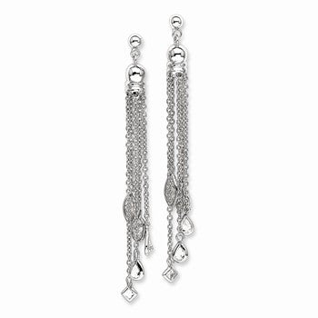 Sterling Silver CZ Dangle Post Earrings