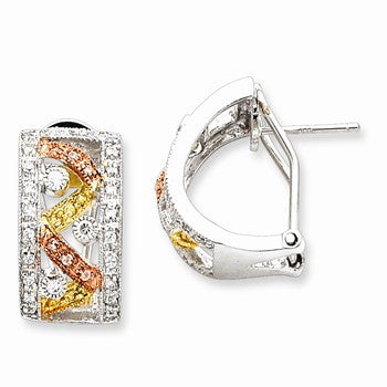 Sterling Silver CZ Omega Back Earrings