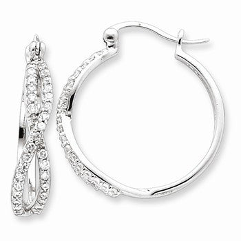 Sterling Silver CZ Hoop Earrings