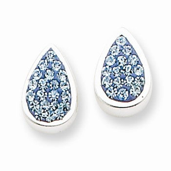 Sterling Silver Blue CZ Teardrop Post Earrings