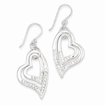 Sterling Silver w/ Stellux Crystal Heart Earrings