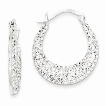 Sterling Silver w/ Stellux Crystal Hoop Earrings