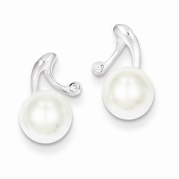 Sterling Silver Freshwater Cultured Pearl CZ Post Earrings