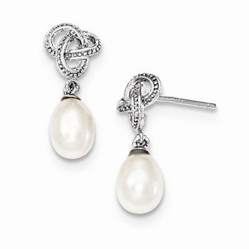 Sterling Silver Freshwater Cultured Pearl CZ Post Earrings