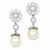 Sterling Silver Syn. Cultured Pearl CZ Post Earrings