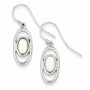 Sterling Silver White Mother of Pearl Oval Earrings