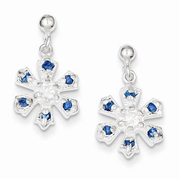 Sterling Silver CZ Blue Stone Earrings