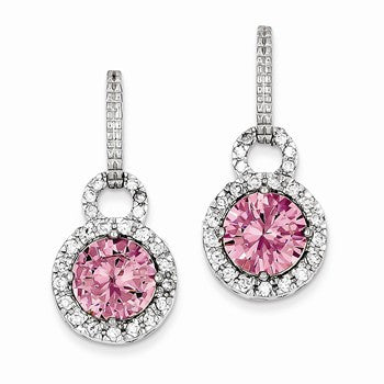 Sterling Silver Pink Clear CZ Post Earrings