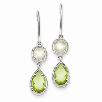 Sterling Silver Light Green Yellow CZ Dangle Earrings