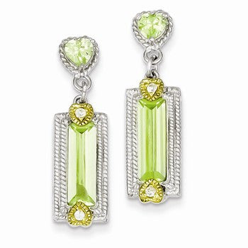 Sterling Silver Vermeil Light Green CZ Post Earrings