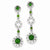 Sterling Silver Green Glass CZ Dangle Post Earrings