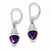 Sterling Silver Purple CZ Leverback Earrings