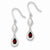 Sterling Silver Dark Red CZ Dangle Earrings