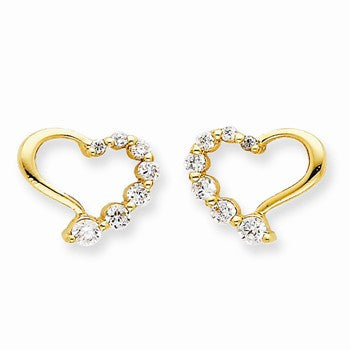 Sterling Silver Vermeil CZ Heart Earrings