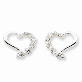 Sterling Silver CZ Heart Journey Earrings