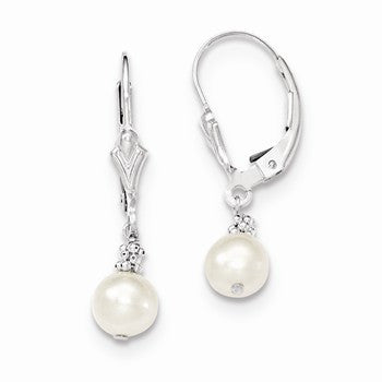Sterling Silver White Cultured Pearl Earrings
