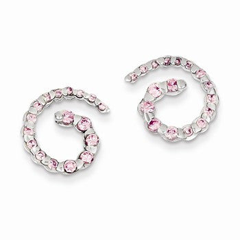 Sterling Silver Pink CZ Post Earrings