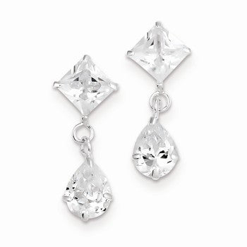 Sterling Silver Clear CZ Dangle Earrings