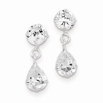 Sterling Silver Clear CZ Dangle Earrings