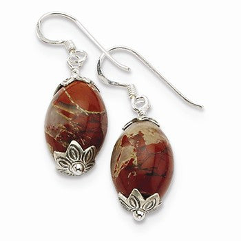 Sterling Silver Red  Antiqued Earrings