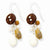 Sterling Silver Coconut Shell/White Cultured Pearl/Picture  Earrings