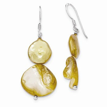Sterling Silver Yellow Mother of Pearl Freshwater CulturedPearl Earrings