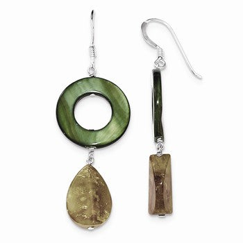 Sterling Silver Green Mother of Pearl Earrings