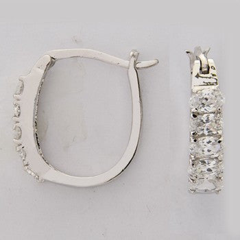 Sterling Silver Rhod-plated CZ Hoop Earrings