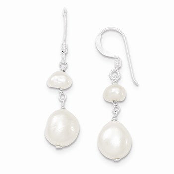 Sterling Silver White Freshwater Cultured Pearl Earrings