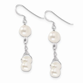 Sterling Silver White Freshwater Cultured Pearl Earrings