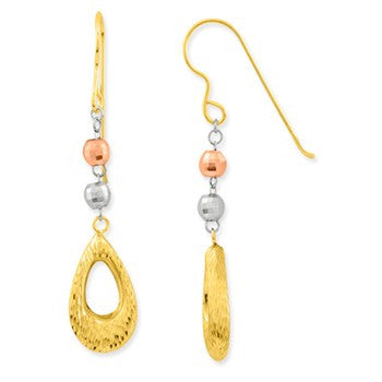 sterling silver double ball w/ pear open danlges on fw Earring - 1 mic GP, Jewelry Earrings