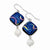 Sterling Silver Blue Dichroic Glass w/ Freshwater CulturedPearl Dangle Earrings