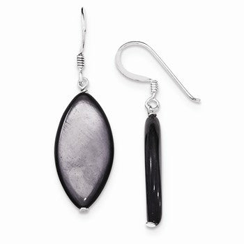 Sterling Silver Dark Grey Mother of Pearl Dangle Earrings