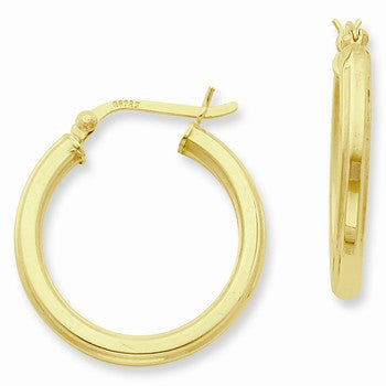 Sterling Silver Gold-flashed 25mm Hoop Earrings
