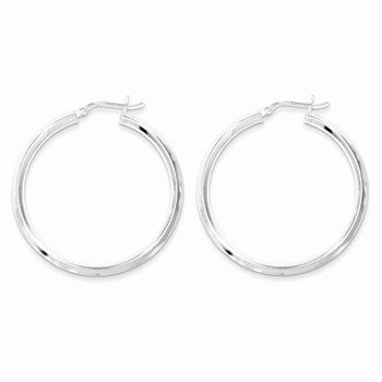 Sterling Silver 40mm Knife Edge Hoop Earrings