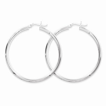 Sterling Silver 50mm Knife Edge Hoop Earrings