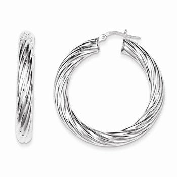 Sterling Silver Polished Twisted Hoop Earrings