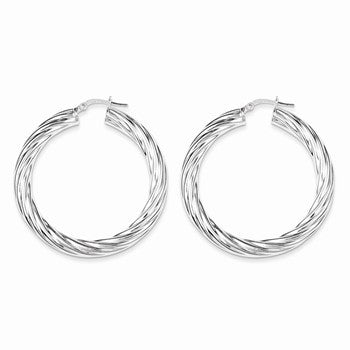 Sterling Silver Polished Twisted Hoop Earrings