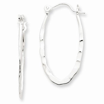 Sterling Silver Hammered Polished Hoop Earrings