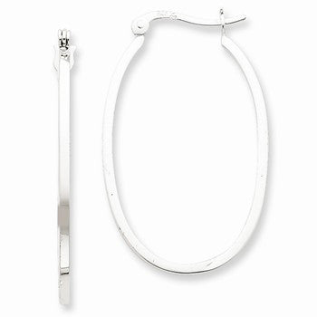 Sterling Silver Polished Oval Hoop Earrings