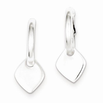 Sterling Silver Diamond Shape Dangle Hoop Earrings