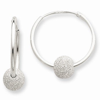 Sterling Silver Laser Bead Endless Hoop Earrings
