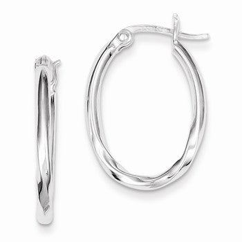 Sterling Silver Twisted Oval Hoop Earrings