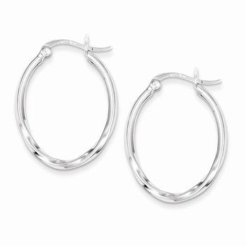 Sterling Silver Twisted Oval Hoop Earrings