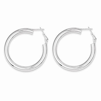 Sterling Silver Omega Back Hoop Earrings