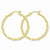 Sterling Silver Gold-flashed Patterned Twist 45mm Hoop Earrings