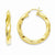 Sterling Silver Gold-flashed Ribbed Twist 35mm Hoop Earrings
