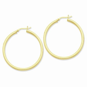 Sterling Silver Gold-flashed 45mm Grooved Hoop Earrings