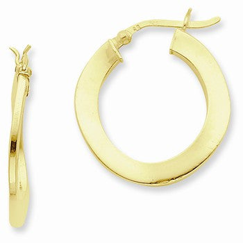 Sterling Silver Gold-flashed 25mm Slight Wave Hoop Earrings